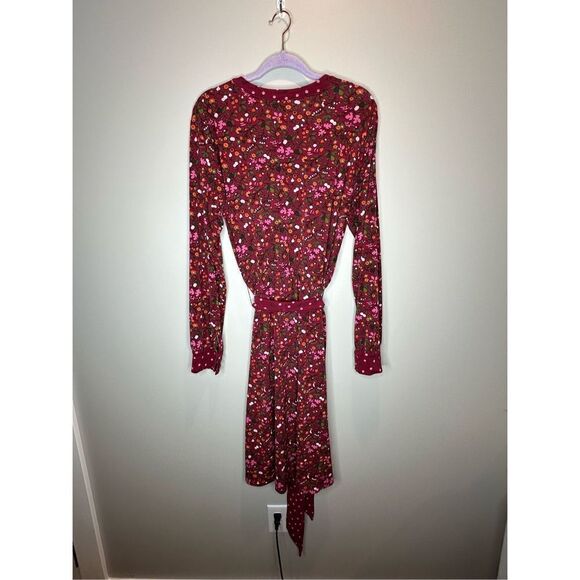 Talbots Red Floral Tie Waist Midi Dress Size 1X - Picture 5 of 7